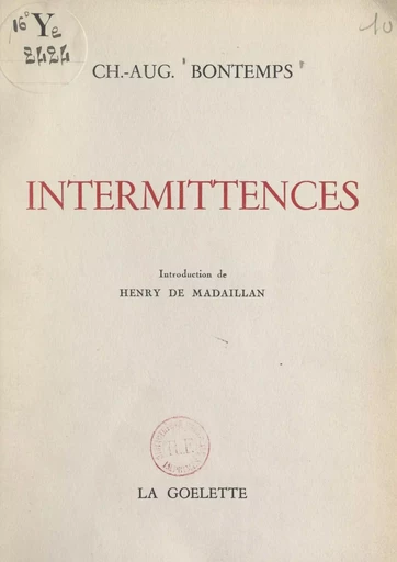 Intermittences - Charles-Auguste Bontemps - FeniXX réédition numérique