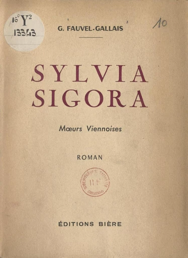 Sylvia Sigora - Gustave Fauvel-Gallais - FeniXX réédition numérique