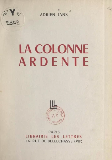 La colonne ardente - Adrien Jans - FeniXX réédition numérique