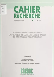 La politique de la ville à la recherche de son échelle géographique