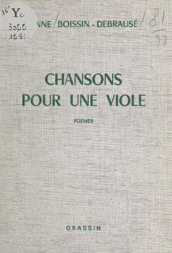 Chansons pour une viole - Anne Debrausé - FeniXX réédition numérique