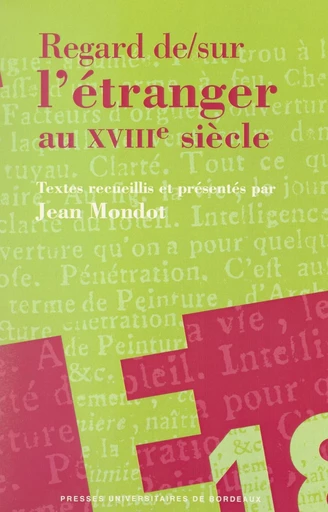 Regards de et sur l'étranger au XVIIIe siècle -  Collectif - FeniXX réédition numérique