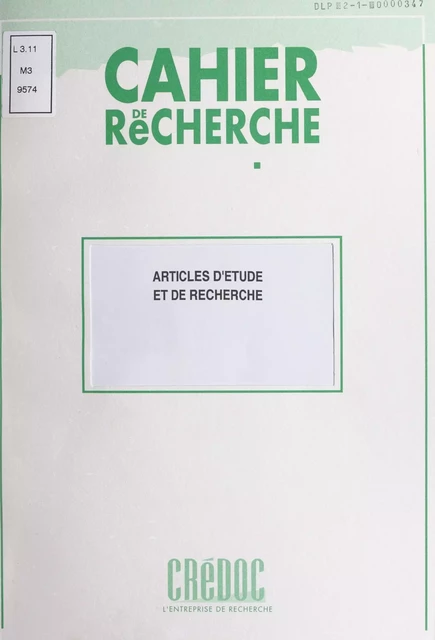 Articles d'étude et de recherche - Philippe Moati, Annie Perraud, Laurent Pouquet - FeniXX réédition numérique