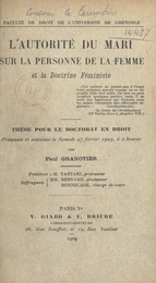 L'autorité du mari sur la personne de la femme et la doctrine féministe