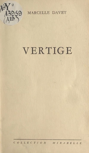 Vertige - Marcelle Davet - FeniXX réédition numérique