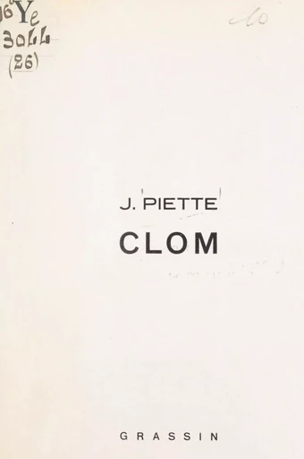 Clom - Jacques Piette - FeniXX réédition numérique