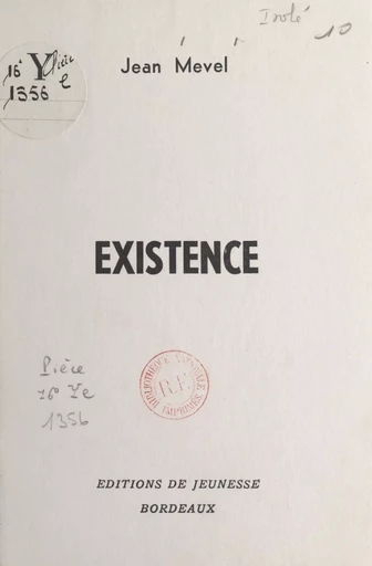 Existence - Jean Mevel - FeniXX réédition numérique