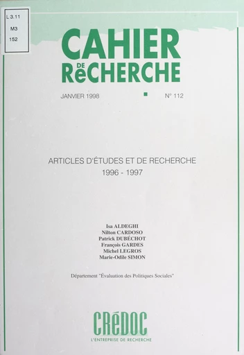 Articles d'études et de recherche, 1996-1997 -  Collectif - FeniXX réédition numérique