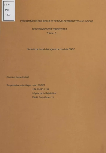 Programme de recherche et de développement technologique des transports terrestres - A. Aguirre, Jean Foret - FeniXX réédition numérique