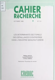 Les déterminants sectoriels des défaillances d'entreprise dans l'industrie manufacturière