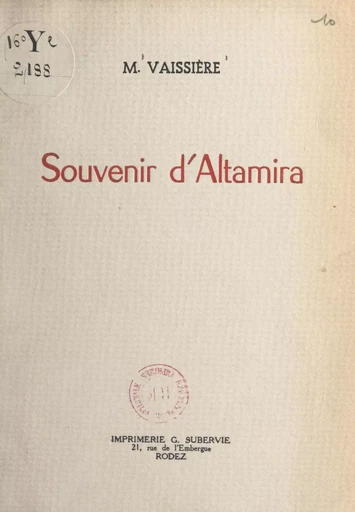 Souvenir d'Altamira - Marie-Louise Vaissière - FeniXX réédition numérique