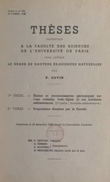 Études et reconnaissances géologiques sur l'axe cristallin Yetti-Eglab et ses bordures sédimentaires