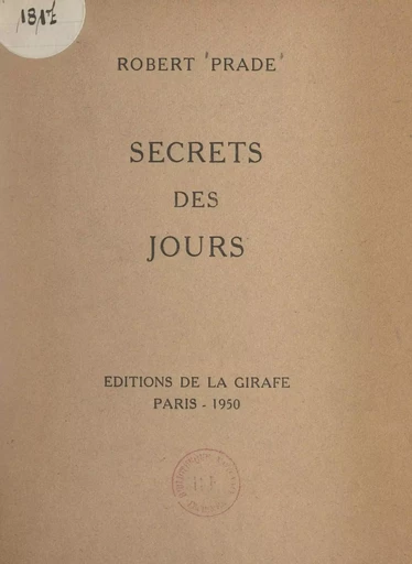 Secrets des jours - Robert Prade - FeniXX réédition numérique