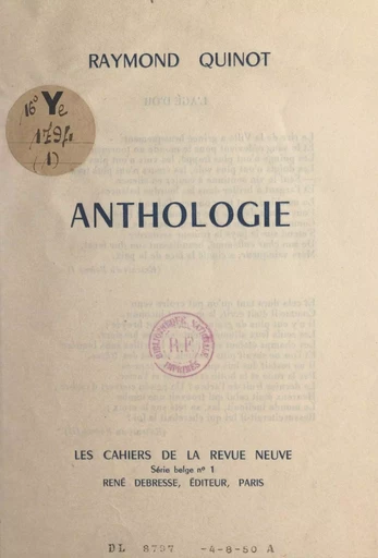 Anthologie - Raymond Quinot - FeniXX réédition numérique