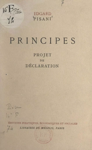 Principes - Edgard Pisani - FeniXX réédition numérique