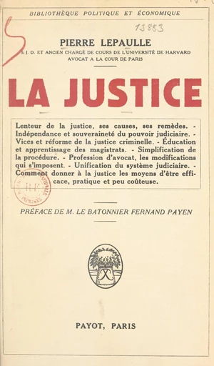 La justice - Pierre Lepaulle - FeniXX réédition numérique