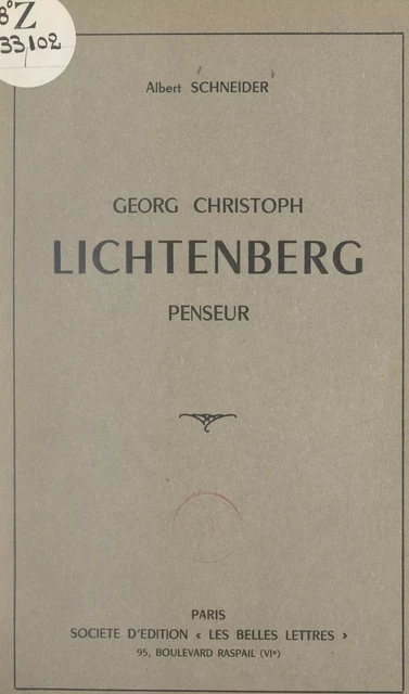 Georg Christoph Lichtenberg - Albert Schneider - FeniXX réédition numérique