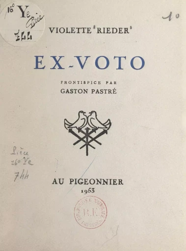 Ex-voto - Violette Rieder - FeniXX réédition numérique