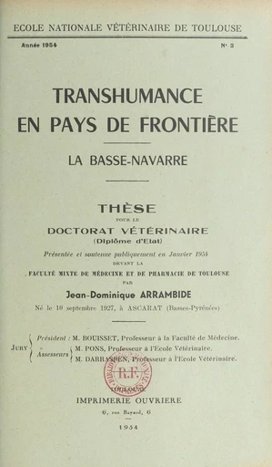 Transhumance en pays de frontière : la Basse-Navarre - Jean-Dominique Arrambide - FeniXX réédition numérique