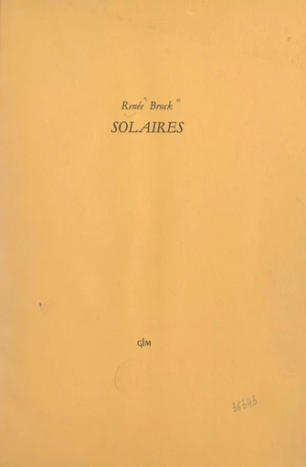 Solaires - Renée Brock - FeniXX réédition numérique