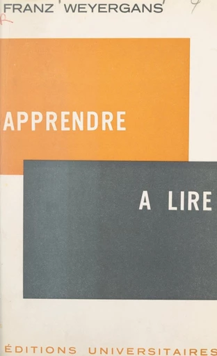 Apprendre à lire - Franz Weyergans - FeniXX réédition numérique