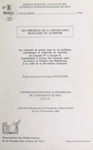 Les prémices de la Révolution française en Autriche - Georges Castellan, Roland Edighoffer - FeniXX réédition numérique