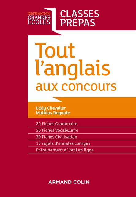 Tout l'anglais aux concours - Eddy Chevalier, Mathias Degoute - Armand Colin