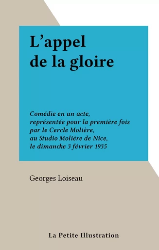 L'appel de la gloire - Georges Loiseau - FeniXX réédition numérique