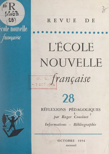 Réflexions pédagogiques - Roger Cousinet - FeniXX réédition numérique