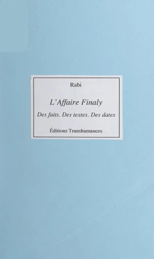 L'affaire Finaly - Wladimir Rabinovitch - FeniXX réédition numérique