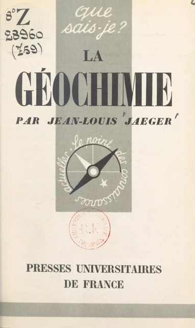 La géochimie - Jean-Louis Jaeger - FeniXX réédition numérique