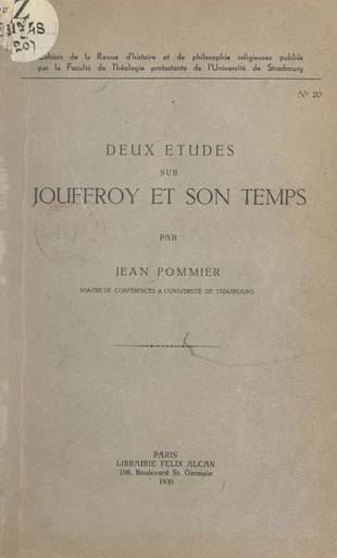 Deux études sur Jouffroy et son temps - Jean Pommier - FeniXX réédition numérique