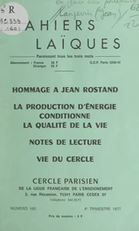 La production d'énergie conditionne la qualité de la vie