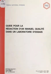 Guide pour la rédaction d'un manuel qualité dans un laboratoire d'essais