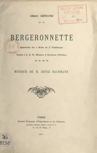 Bergeronnette - Albert Armand - FeniXX réédition numérique