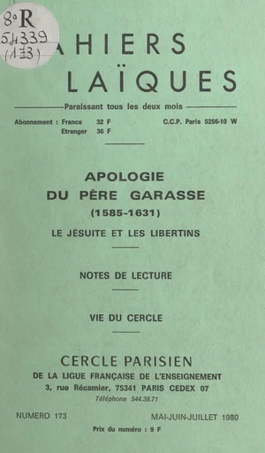 Apologie du Père Garasse, 1585-1631 : le Jésuite et les libertins - Jacqueline Marchand - FeniXX réédition numérique