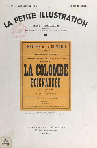 La colombe poignardée - Gaston Sorbets - FeniXX réédition numérique