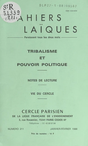 Tribalisme et pouvoir politique - Pierre Adossama - FeniXX réédition numérique