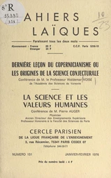 Dernière leçon du copernicianisme ou les origines de la science conjecturale