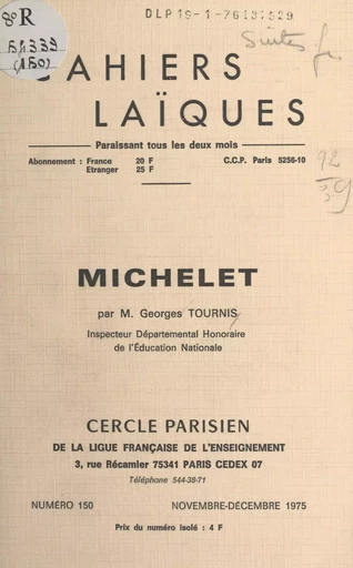 Michelet - Georges Tournis - FeniXX réédition numérique