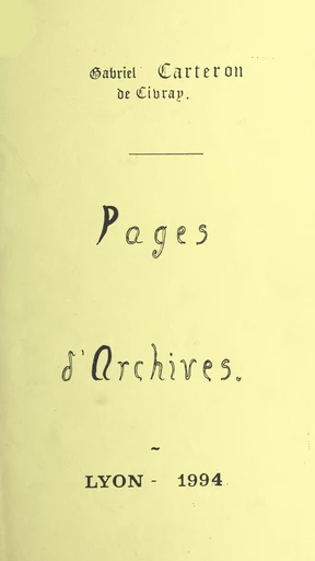 Pages d'archives - Gabriel Carteron - FeniXX réédition numérique