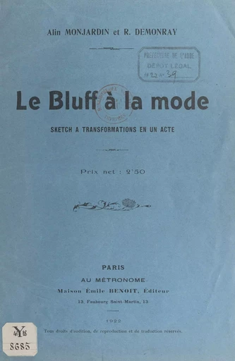 Le bluff à la mode - R. Demonray, Alin Monjardin - FeniXX réédition numérique