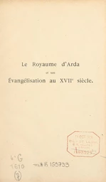 Le royaume d'Arda et son évangélisation au XVIIe siècle