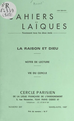 La raison et Dieu - René Buvet, Ernest Kahane, André Thomas - FeniXX réédition numérique