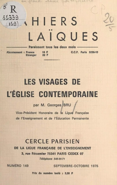 Les visages de l'Église contemporaine - Georges Bru - FeniXX réédition numérique