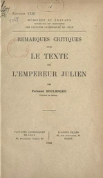 Remarques critiques sur le texte de l'empereur Julien