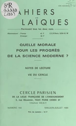 Quelle morale pour les progrès de la science moderne ?