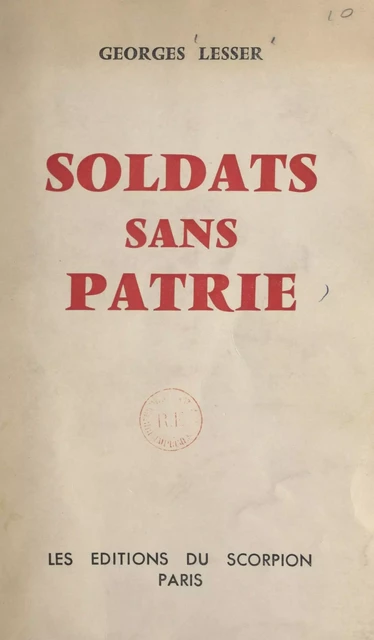 Soldats sans patrie - Georges Lesser - FeniXX réédition numérique