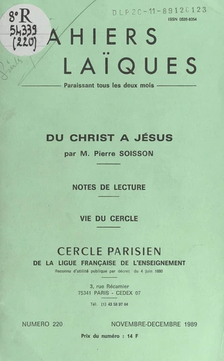 Du Christ à Jésus - Ernest Kahane, Pierre Lamarque, Pierre Soisson - FeniXX réédition numérique