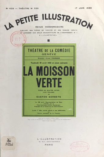 La moisson verte - Gaston Sorbets - FeniXX réédition numérique